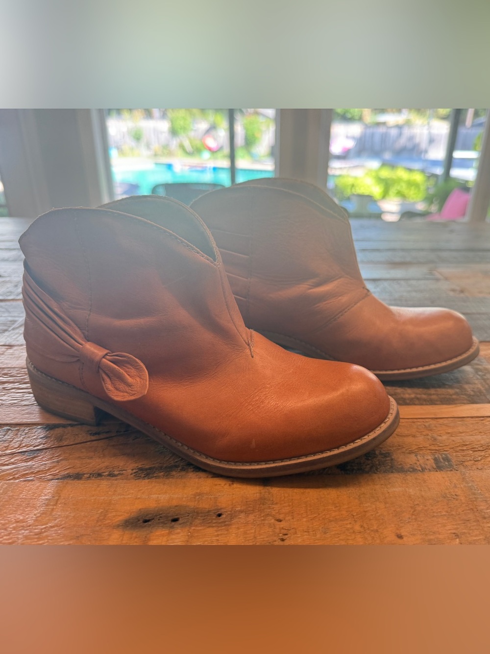 Anthropologie Miss Albright Cognac Leather Darla Bootie, NWOT